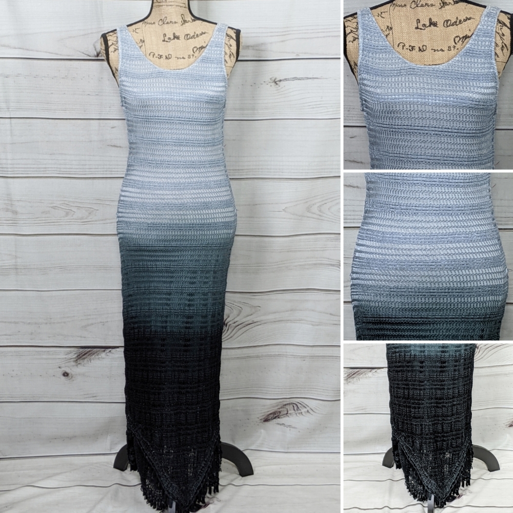 VTG JASMINE BY KVM Blue Ombre Knit Dress Sz M